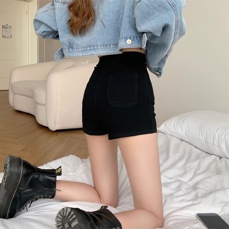 Design Sense Tight Hot Girl Black Jeans Women's Summer High Waist Slimming Hot Pants Super Shorts Ins Pants