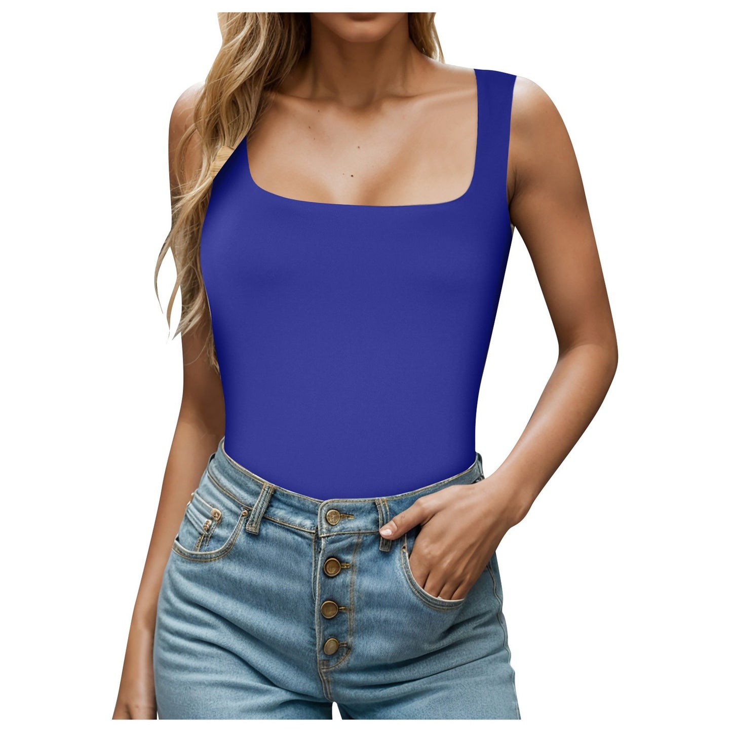 Women's Summer Sleeveless Off-The-Shoulder Tank Top European And American Style Sexy Screw Thread Shoulder Strap Top Clothing