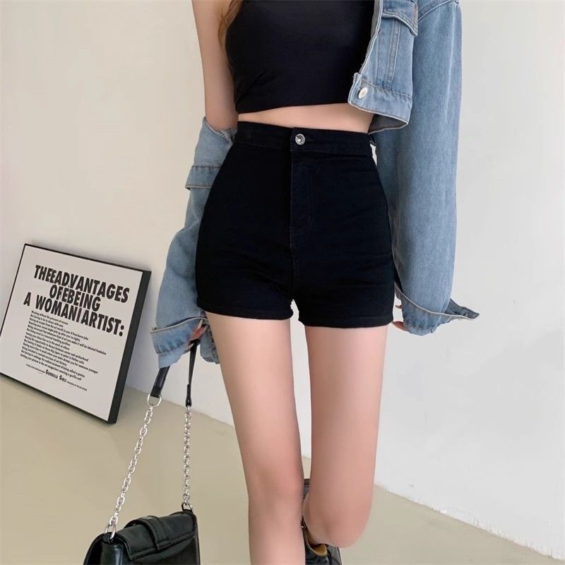Design Sense Tight Hot Girl Black Jeans Women's Summer High Waist Slimming Hot Pants Super Shorts Ins Pants