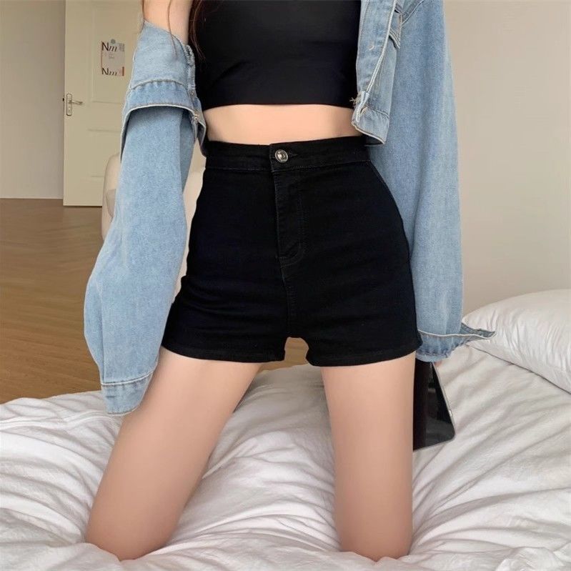 Design Sense Tight Hot Girl Black Jeans Women's Summer High Waist Slimming Hot Pants Super Shorts Ins Pants