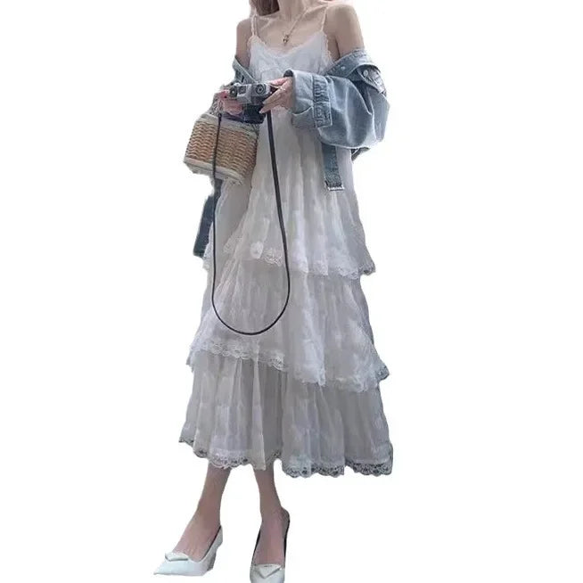 Pure Desire Aesthetic White Tank Dress For Women Summer New Arrival Beach Seaside Vacation Elegant Draped Sweet Long Dress