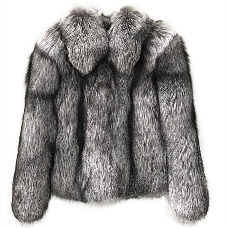 Short fashion imitation fox fur full fur coat autumn and winter new casual women's jacket