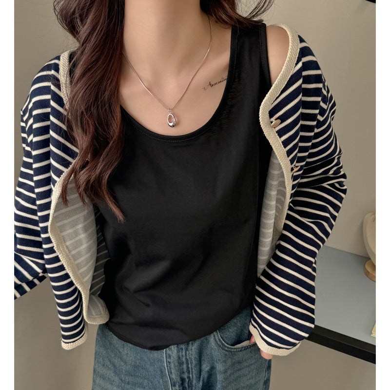 2025 New Camisole Women's Summer Outer Wear Loose Meat Covering Base Inner Yellow Sleeveless Basic Top