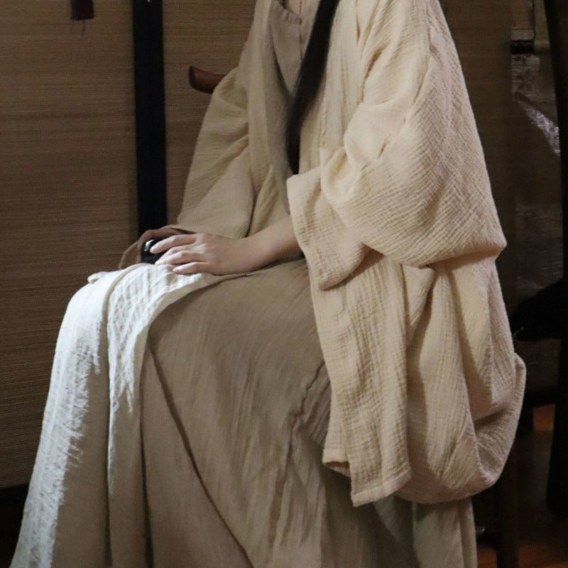 Zen Style Coat Neck Hanging Strap Elegant Skirt Cotton Linen Zen Clothing Women's Cool Tea Clothing Hanfu