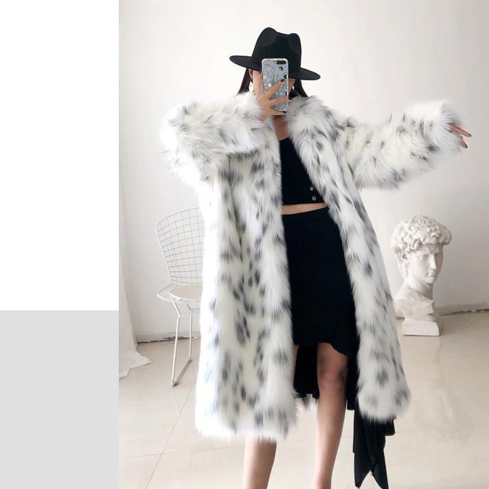 Plus-size women's long waist-less long sleeve fox fur coat for women