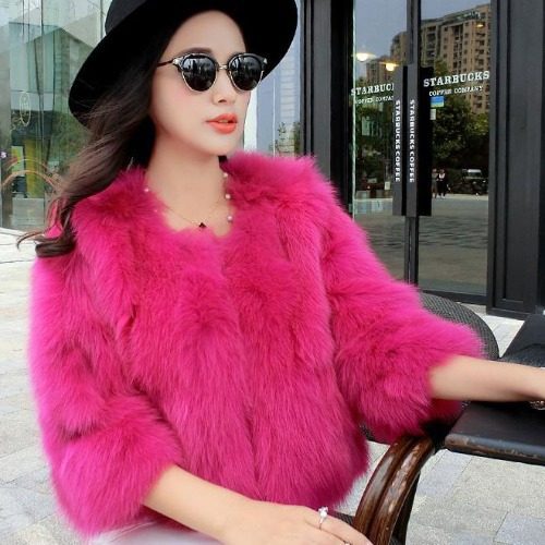 2025 autumn and winter New Korean style Haining faux fox fur short coat women's fur coat slim fit slimming