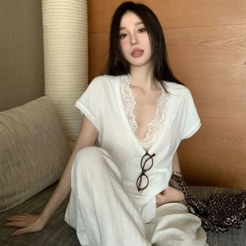 French Style Sexy Embroidery Lace Vest Women's  Autumn Design Sensibility Layered Slimming Top Sleeveless Transparent Body