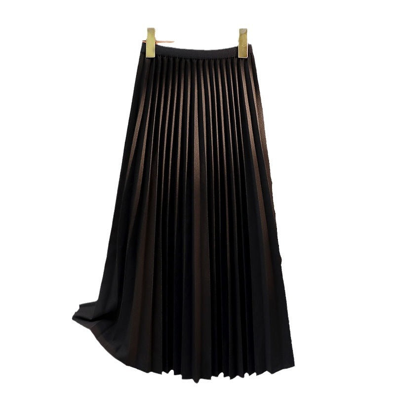 High-end Elegant Black Pleated Skirt Women's 2024 Summer New Style Draped High Waist Mid-length Casual All-match Skirt