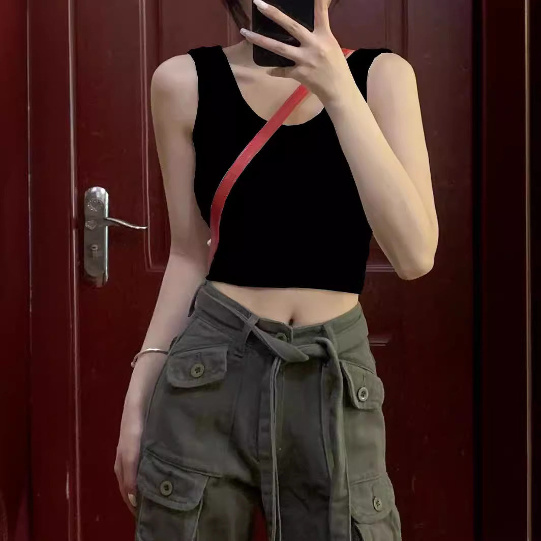 Welfare 2025 new hot girl camisole women's short Joker bottoming top women's cross-border factory wholesale