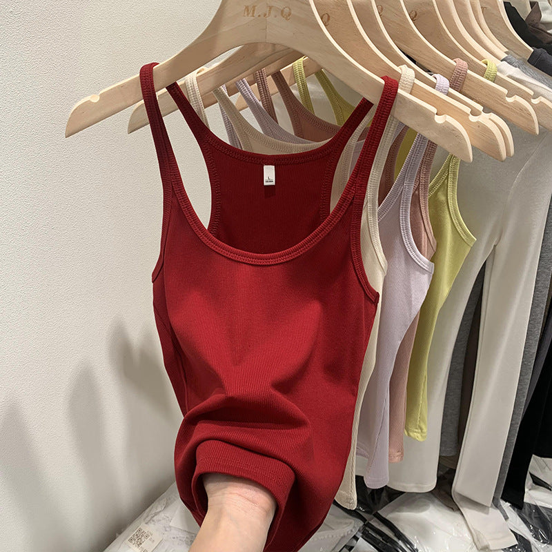 Sexy Spice Girl Threaded Vest Sling Women's Slim-fit 2024 Summer New Design Sense Suit Inner Base Top