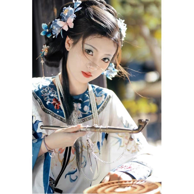 2025 Early Spring New Chinese Style National Style Palace Style Qing Dynasty Ancient Coat Han Coat Printed Top Horse Face Skirt Two-piece Suit for Women