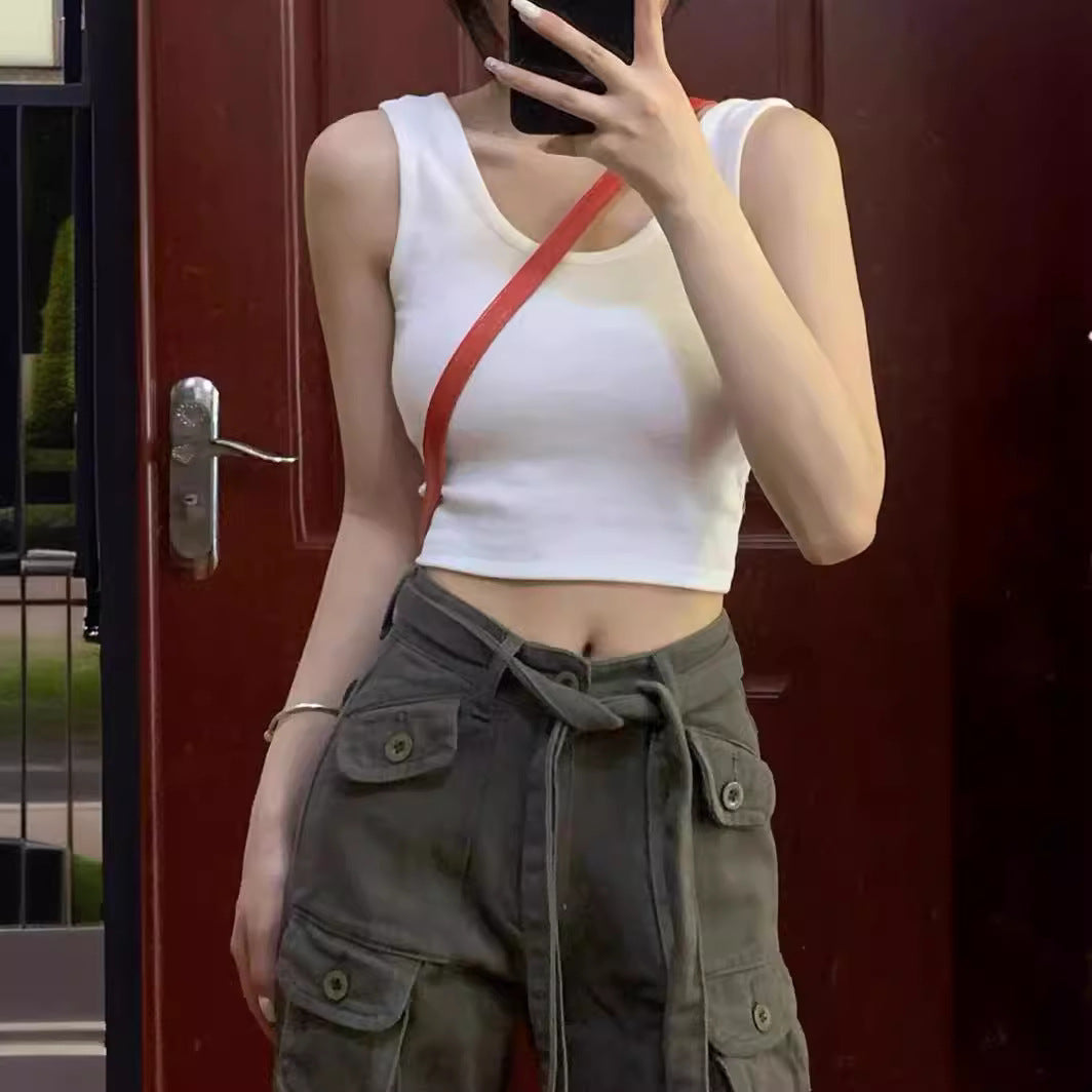 Welfare 2025 new hot girl camisole women's short Joker bottoming top women's cross-border factory wholesale