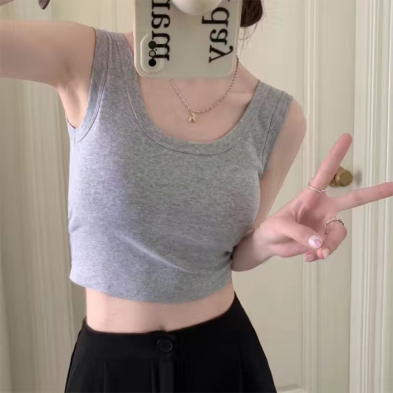 Welfare 2025 new hot girl camisole women's short Joker bottoming top women's cross-border factory wholesale
