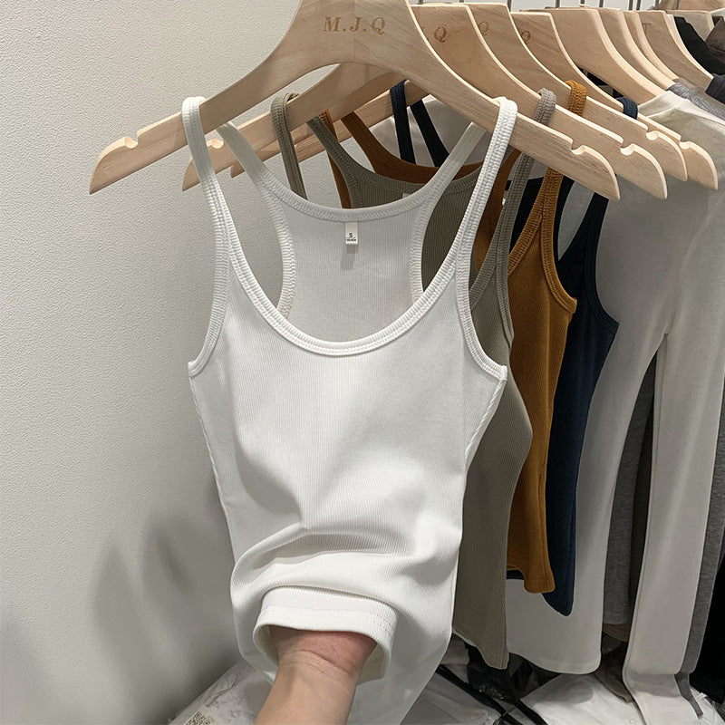 Sexy Spice Girl Threaded Vest Sling Women's Slim-fit 2024 Summer New Design Sense Suit Inner Base Top