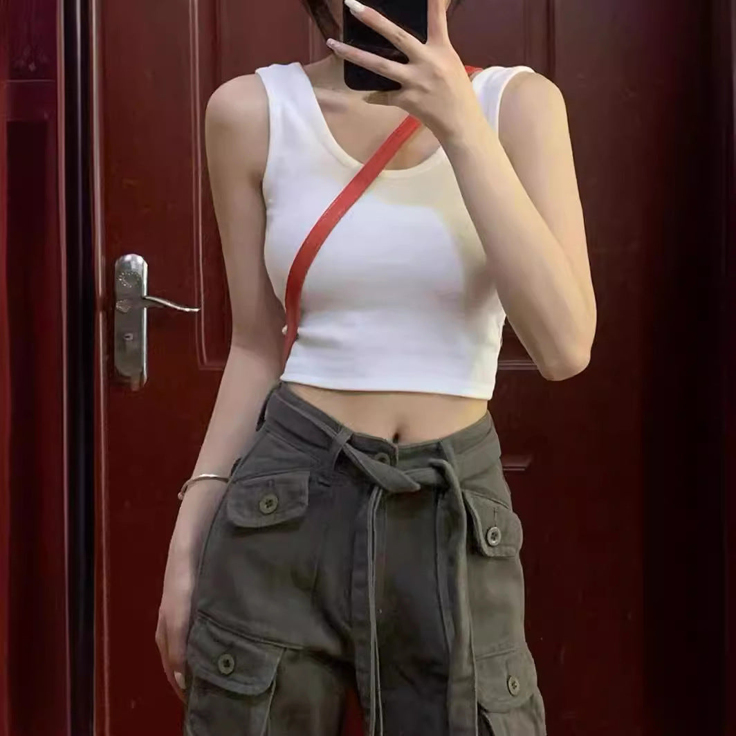 Welfare 2025 new hot girl camisole women's short Joker bottoming top women's cross-border factory wholesale