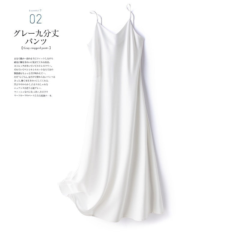 spring and summer new French acetate satin sexy sling dress Women's Mid-length inner solid color bottoming skirt