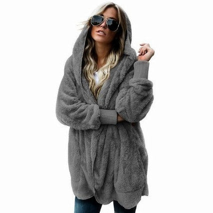 Cross-border Women's Clothing Amazon Explosions Autumn and Winter Mao Mao Warm Top Long Two-sided Anti-fur Jacket