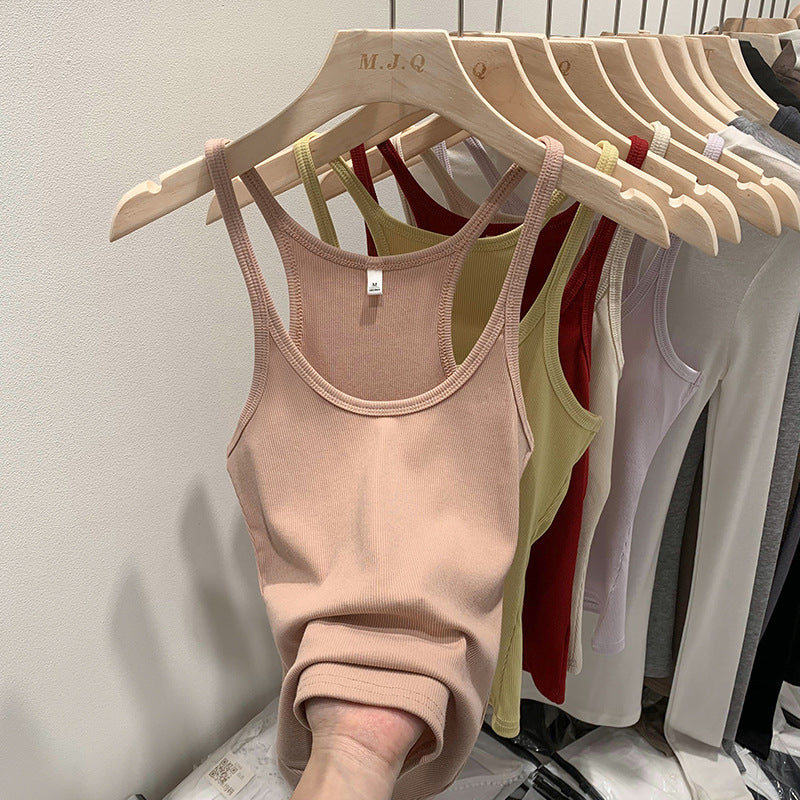 Sexy Spice Girl Threaded Vest Sling Women's Slim-fit 2024 Summer New Design Sense Suit Inner Base Top