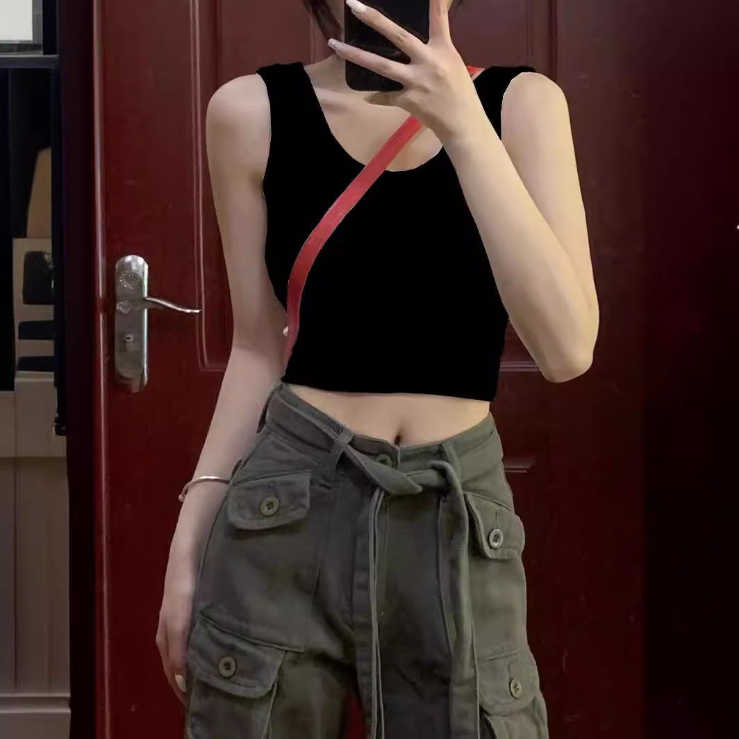 Welfare 2025 new hot girl camisole women's short Joker bottoming top women's cross-border factory wholesale