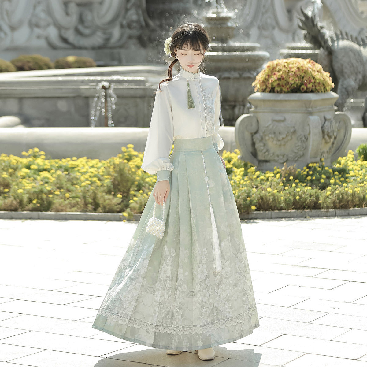 Original and Poetry Han Clothing Women's Chinese Style Improved Han Element Shirt Shawl overskirt suit 8923