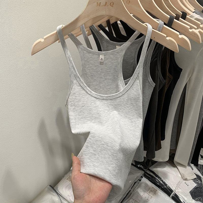 Sexy Spice Girl Threaded Vest Sling Women's Slim-fit 2024 Summer New Design Sense Suit Inner Base Top
