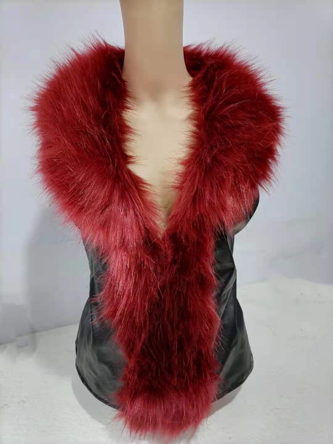 S-4XL AliExpress Autumn and Winter Women's Raccoon Fur Collar Fur Jacket Vest Short Slim Fit Faux Fur Vest