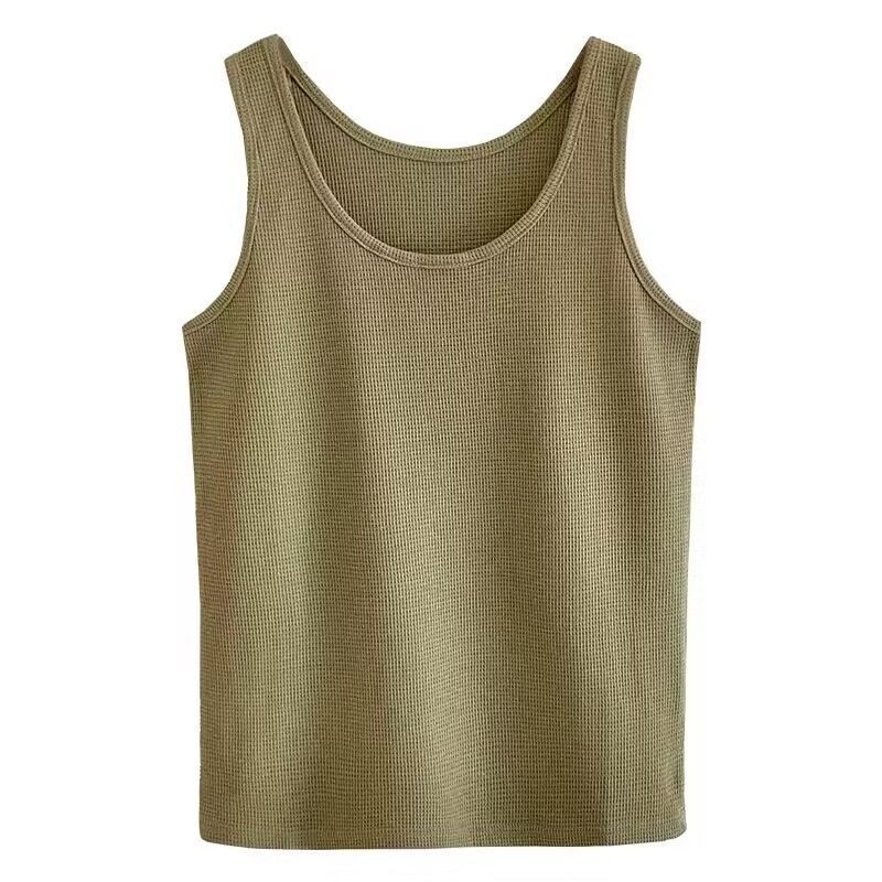 Camisole Women's Summer Waffle Loose Top Slim Sleeveless Base Shirt T-shirt