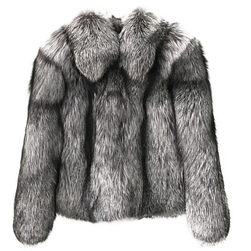 Short fashion imitation fox fur full fur coat autumn and winter new casual women's jacket