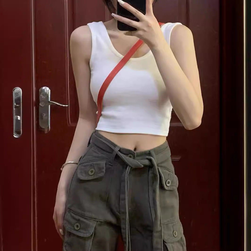 Welfare 2025 new hot girl camisole women's short Joker bottoming top women's cross-border factory wholesale