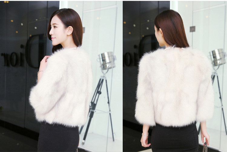 2025 autumn and winter New Korean style Haining faux fox fur short coat women's fur coat slim fit slimming