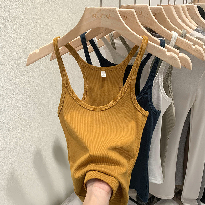 Sexy Spice Girl Threaded Vest Sling Women's Slim-fit 2024 Summer New Design Sense Suit Inner Base Top