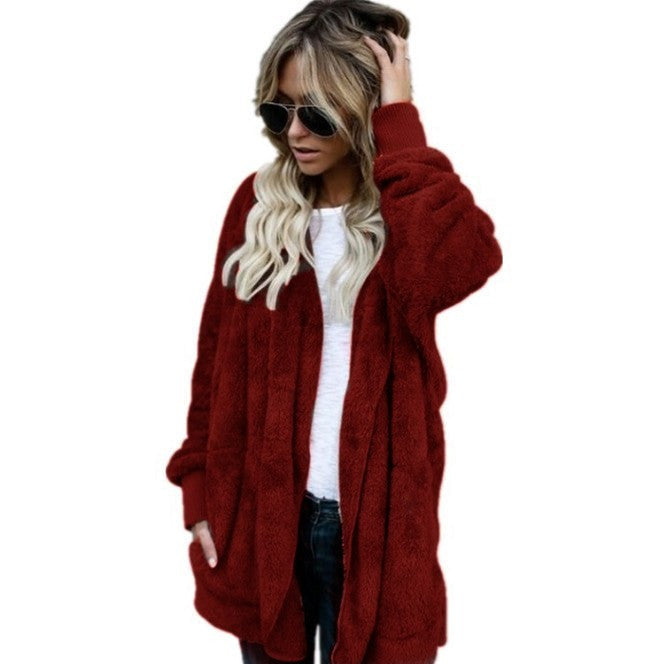Cross-border Women's Clothing Amazon Explosions Autumn and Winter Mao Mao Warm Top Long Two-sided Anti-fur Jacket