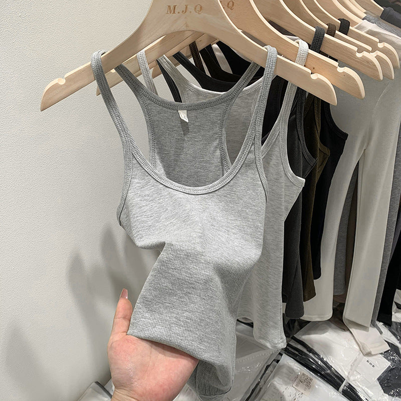 Sexy Spice Girl Threaded Vest Sling Women's Slim-fit 2024 Summer New Design Sense Suit Inner Base Top