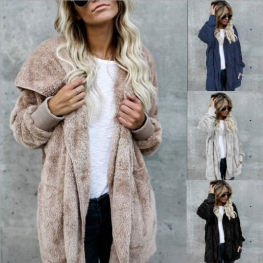 Cross-border Women's Clothing Amazon Explosions Autumn and Winter Mao Mao Warm Top Long Two-sided Anti-fur Jacket
