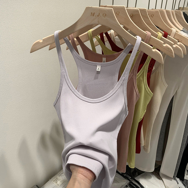 Sexy Spice Girl Threaded Vest Sling Women's Slim-fit 2024 Summer New Design Sense Suit Inner Base Top