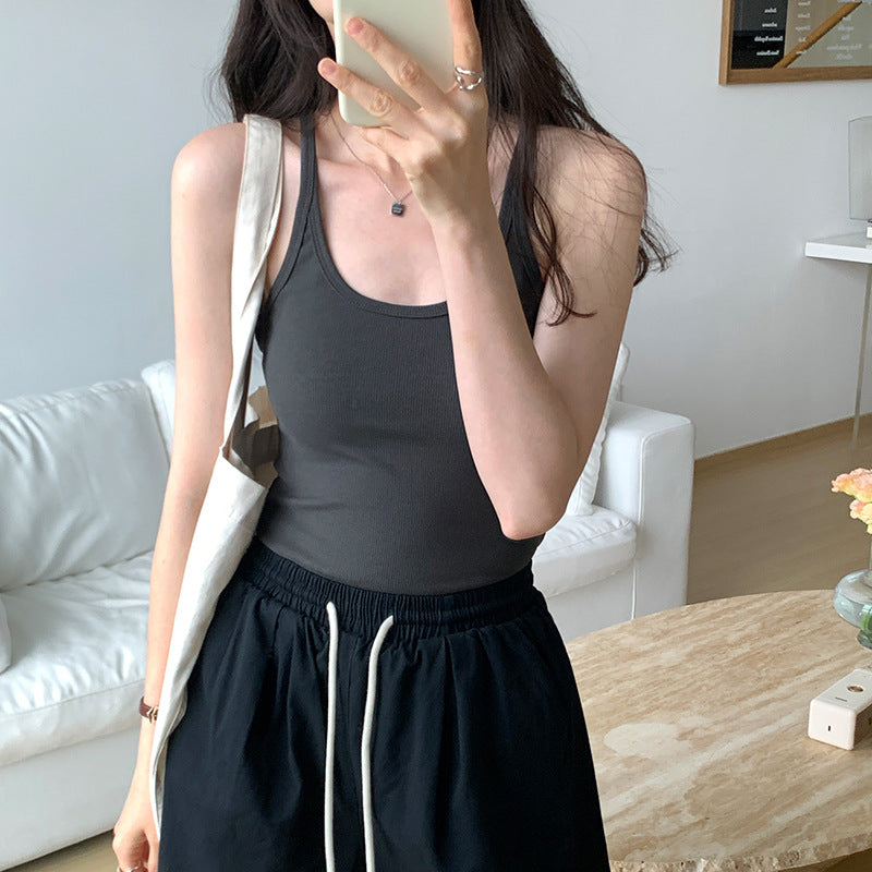 Sexy Spice Girl Threaded Vest Sling Women's Slim-fit 2024 Summer New Design Sense Suit Inner Base Top