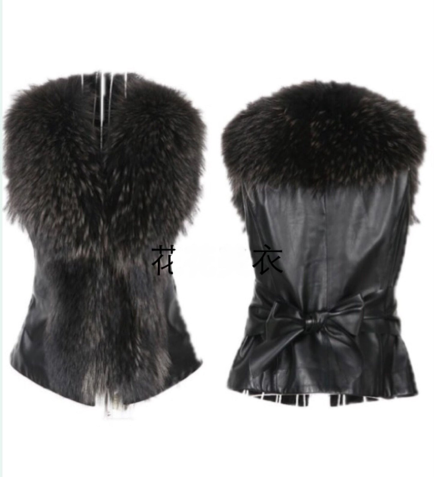 S-4XL AliExpress Autumn and Winter Women's Raccoon Fur Collar Fur Jacket Vest Short Slim Fit Faux Fur Vest