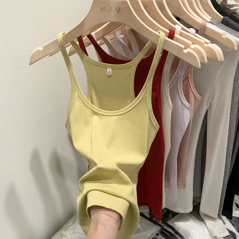 Sexy Spice Girl Threaded Vest Sling Women's Slim-fit 2024 Summer New Design Sense Suit Inner Base Top