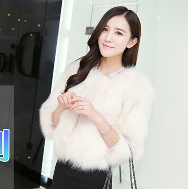 2025 autumn and winter New Korean style Haining faux fox fur short coat women's fur coat slim fit slimming